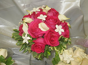 red Rose, white Stephantonis and Calla Lily flower bouquet