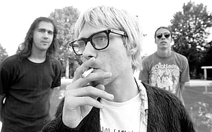 men's clear wayfarer eyeglasses with black frames, men, musician, rock stars, grunge HD wallpaper