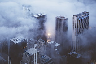 high-rise buildings, Chicago, mist, cityscape, skyscraper