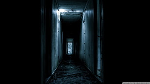 black and grey hallway, hallway, ruin, abandoned