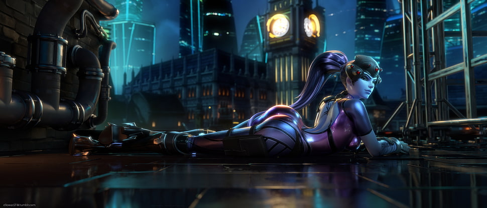 black haired female anime character HD wallpaper
