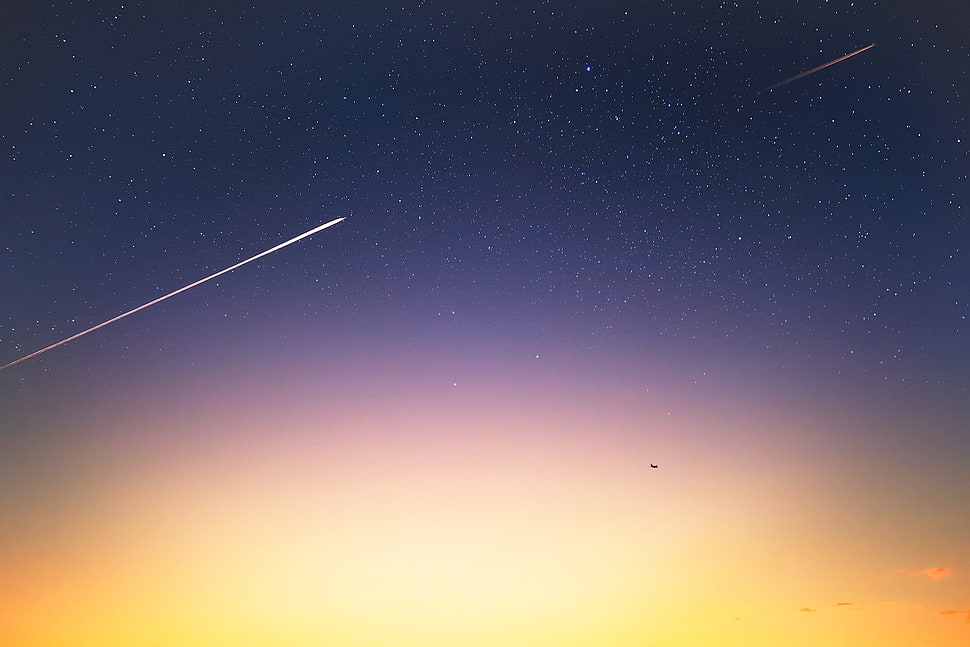 sky, space, sunset, planes HD wallpaper