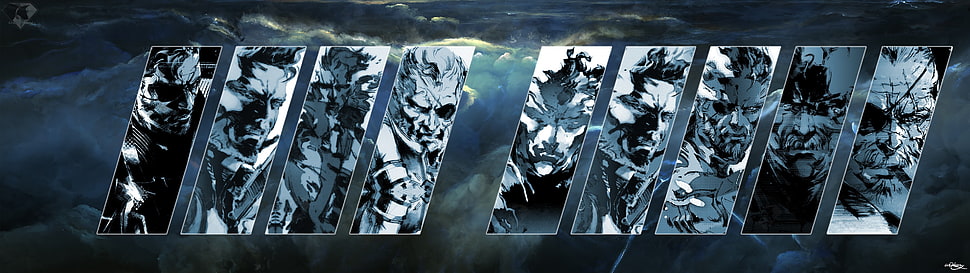 grayscale anime characters illustration, Big Boss, Solid Snake, Solidus Snake, Liquid Snake HD wallpaper
