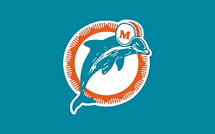 white, orange and teal dolphin logo
