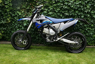 blue and gray motocross dirt bike, Husaberg FS750, motorcycle, supermoto