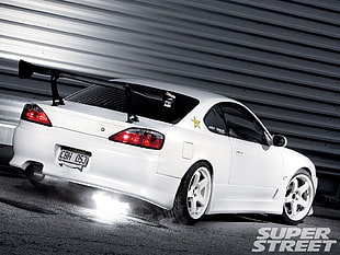 white coupe, Nissan, S15, Silvia, Nissan S15