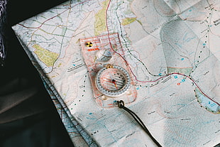 pink plastic frame, Map, Compass, Geography