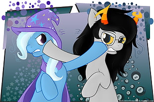 two blue and gray Little Pony wallpaper, My Little Pony, crossover, Homestuck HD wallpaper