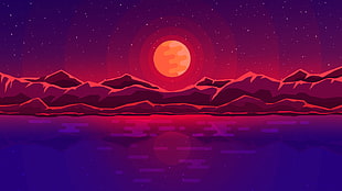 body of water during night illustration HD wallpaper