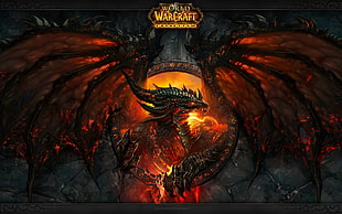 World of Warcraft dragon digital wallpaper, dragon,  World of Warcraft,  World of Warcraft: Cataclysm HD wallpaper