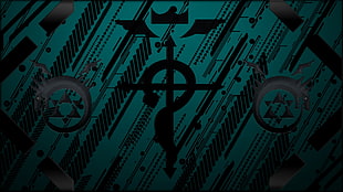 cross and snake logo artwork, Full Metal Alchemist