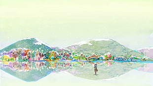 multicolored abstract painting, Mushishi, Ginko (Mushishi), mountains
