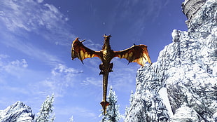 brown dragon movie still screenshot, The Elder Scrolls V: Skyrim, video games