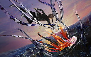 black and red compound bow, Guilty Crown, anime, Yuzuriha Inori, Ouma Shuu HD wallpaper