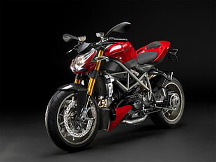 black and red naked sports bike, Ducati