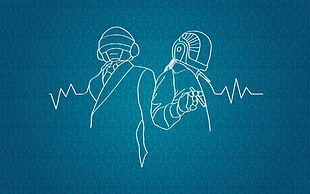 sketch of two person, Daft Punk HD wallpaper