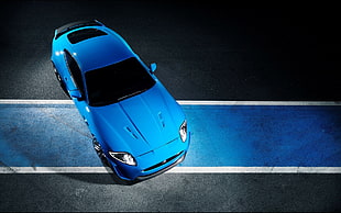 blue and black car toy, Jaguar, Jaguar XKR-S, Jaguar XKR, blue cars