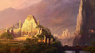 concrete castle game cover, fantasy art, Egyptian, Mesopotamia