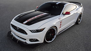 white and black Ford Mustang coupe, car, Ford Mustang, Ford Mustang GT Apollo Edition, white cars HD wallpaper