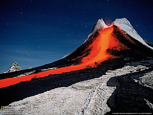 mountains and lava, volcano, lava, National Geographic, nature HD wallpaper
