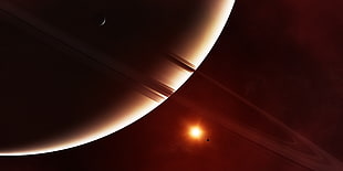 brown planet illustration HD wallpaper