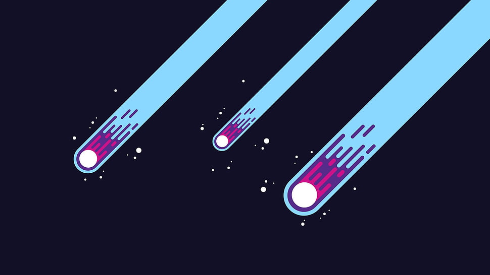 three purple meteors wall paper, vector, meteors, graphic design, Flatdesign HD wallpaper