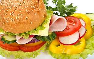 ham and vegetable burger