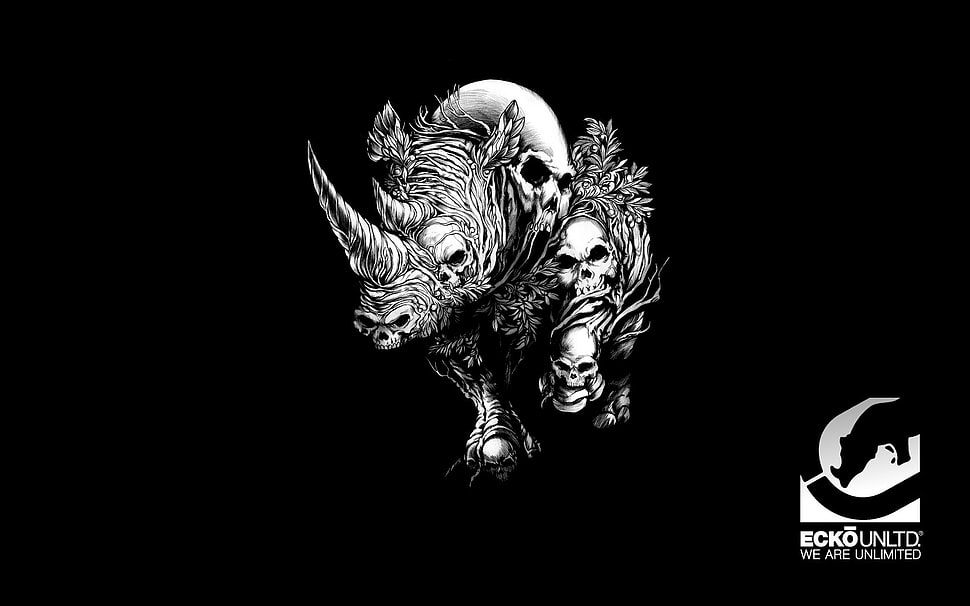 black and white tiger illustration, ecko HD wallpaper