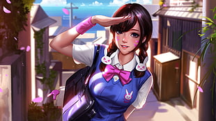 black-haired female anime character, D.Va (Overwatch), Overwatch, video games, anime