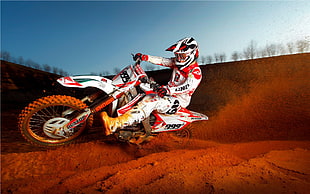 red and white sports bike, motocross, motorcycle, sport , sports HD wallpaper