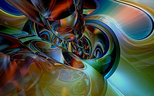 green, blue, red, yellow, and blakc abstract illustration
