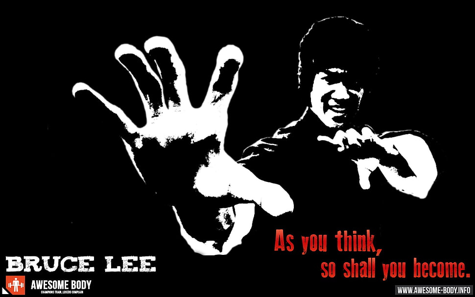 Bruce Lee illustration, skinny, Bruce Lee, motivational HD wallpaper