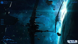 ruin intergalactic space shuttle illustration HD wallpaper