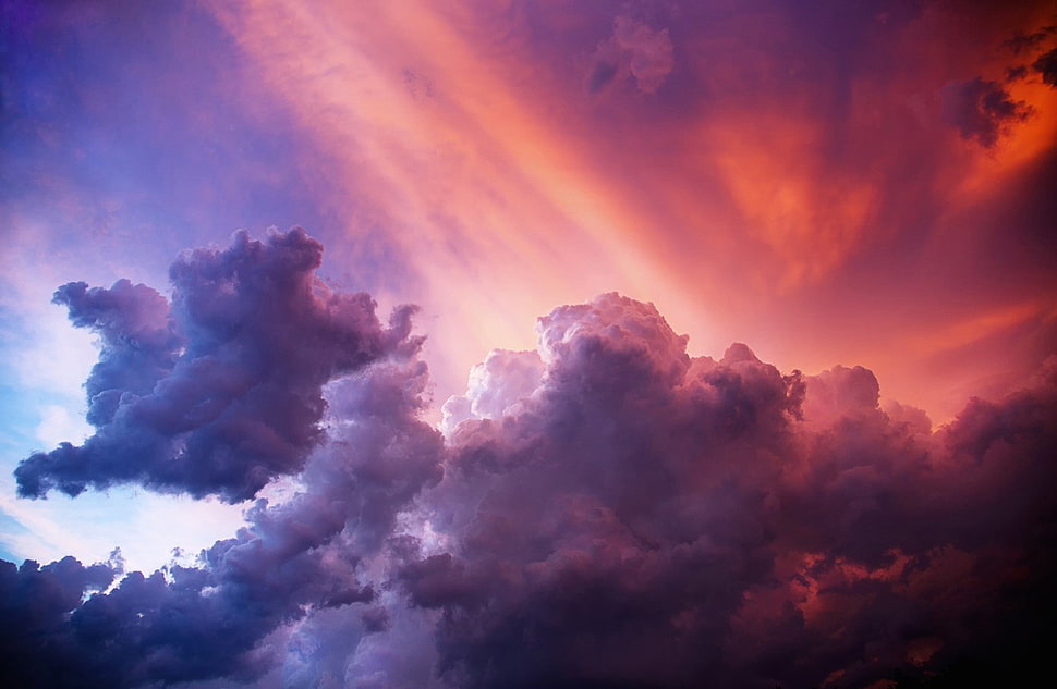 white and blue clouds, sky, clouds HD wallpaper