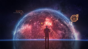 man standing near globe ilustration, Mass Effect, video games, Cerberus , Illusive Man