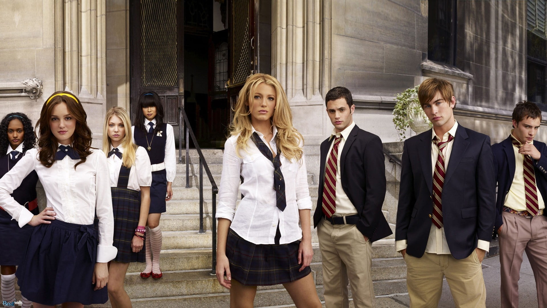 Gossip Girl, Blake Lively, school uniform, knee-highs