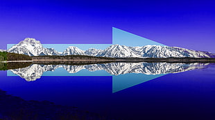 snow covered mountain, mountains, sea, lake, blue HD wallpaper