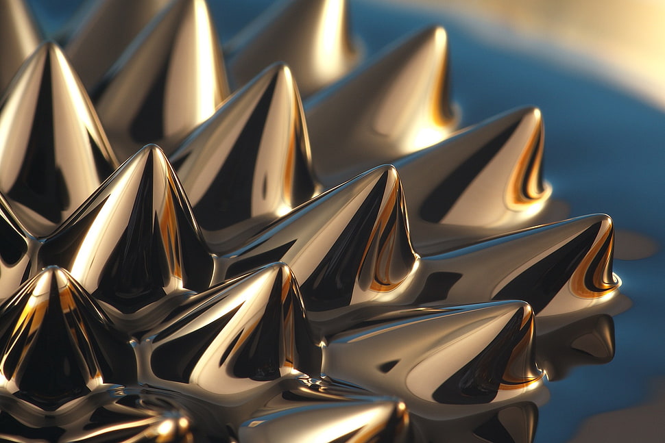 silver-colored spiky acessory, Ferrofluid, macro HD wallpaper