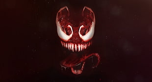 Venom graphic, Venom, artwork, tongue out, saliva trail HD wallpaper