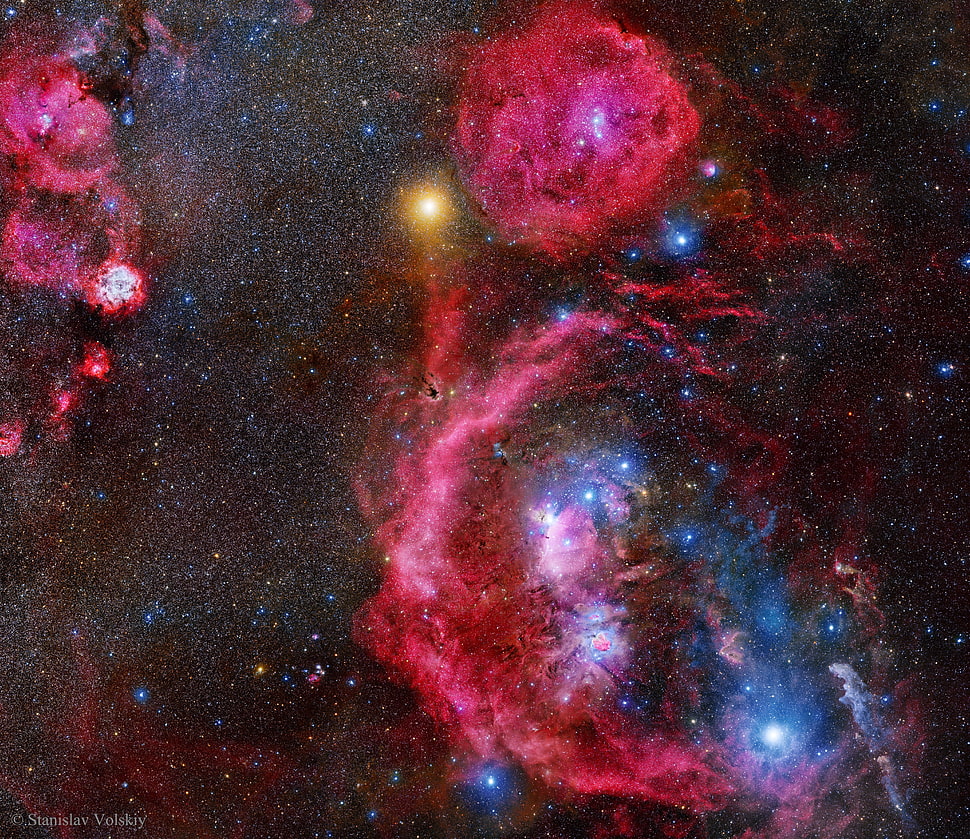 pink nebula artwork, Orion, constellation, Rigel, Saiph HD wallpaper
