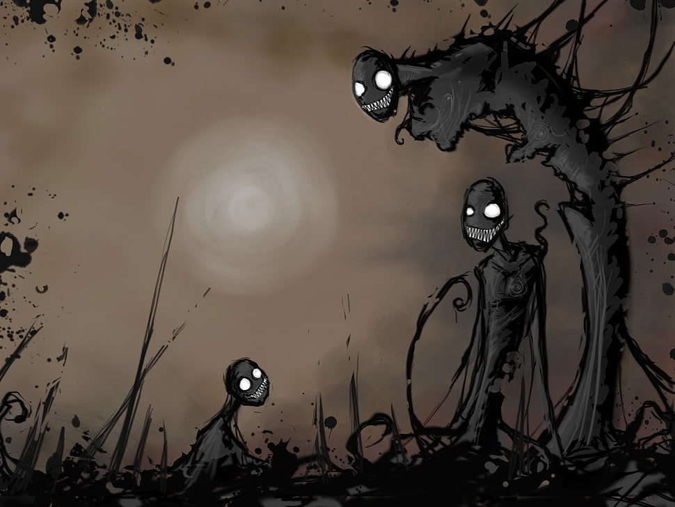 ghosts digital wallpaper, artwork, spooky, creature HD wallpaper