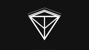 black and white diamond logo illustration, minimalism, digital art, 2D, monochrome
