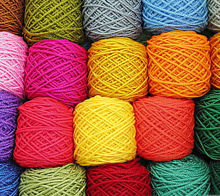 assorted colors yarns