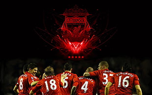 Liverpool football club advertisement, Liverpool FC, logo, Steven Gerrard, Martin Skrtel HD wallpaper