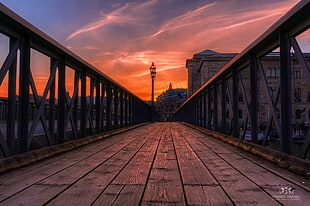 empty brown bridge during sunset, stockholm HD wallpaper