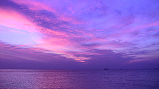 purple clouds on teal sky, miami beach HD wallpaper