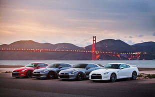 gray, red, and white cars, Nissan, gt r35, Nissan GT-R R35, car HD wallpaper