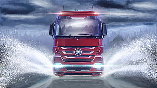 red truck, euro truck simulator, SCS Software, trucks