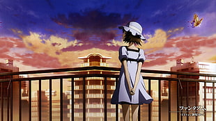 white dressed female Anime character illustration