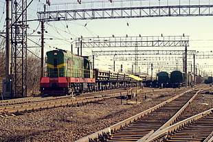 green train, train, Russia, railway